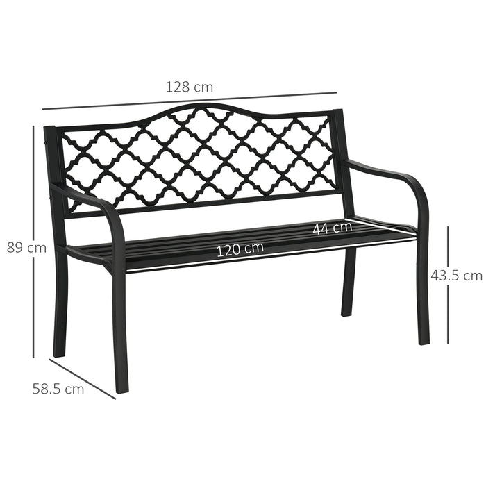 2-Seater Cast Iron Antique Garden Bench - Outdoor Loveseat Chair with Armrests for Yard, Lawn, Porch, Patio - Durable Steel Construction for Couples and Homeowners