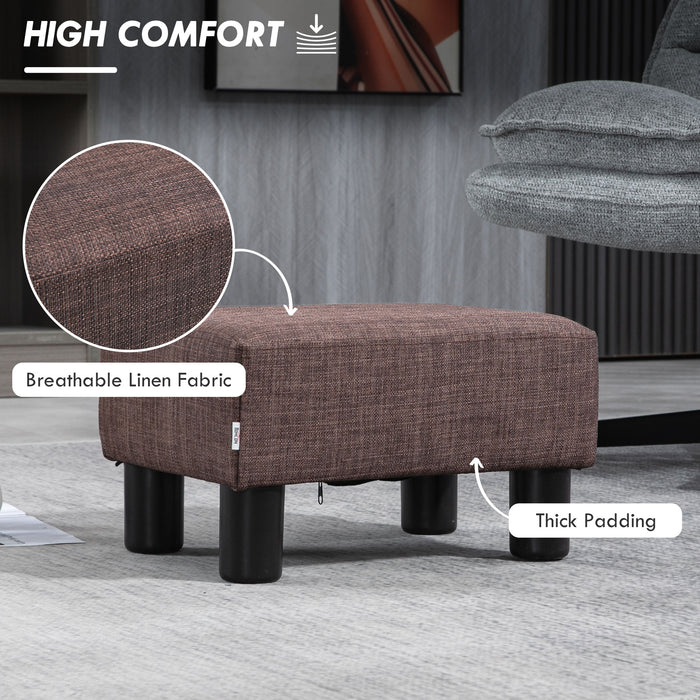 Linen Upholstered Ottoman Cube - Footstool with Durable Plastic Legs - Versatile Furniture Piece for Seating & Home Decor