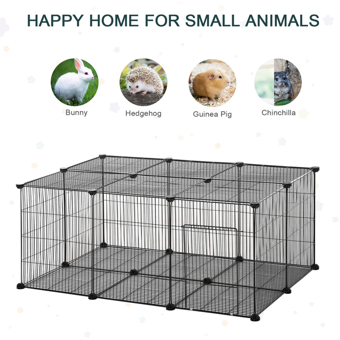 DIY Pet Playpen Metal Cage - 22-Piece Small Animal Enclosure with Door - Ideal for Bunnies, Chinchillas, Hedgehogs & Guinea Pigs
