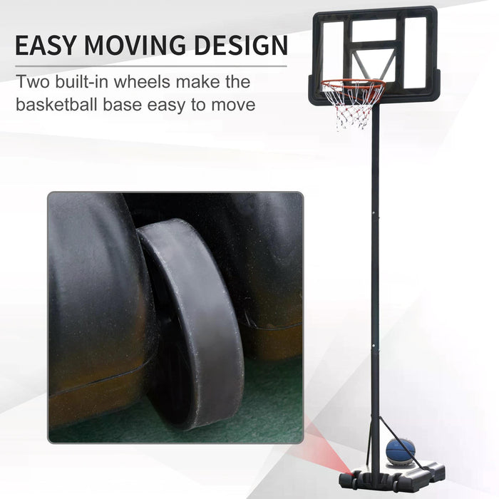 Adjustable Basketball Hoop Stand 231-305cm - Portable Freestanding System with Transparent Backboard - Ideal for Adults with Two Moving Wheels