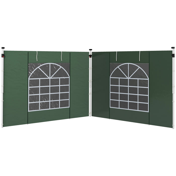 Gazebo Side Panel Replacements - 2-Pack with Windows and Doors for 3x3m or 3x6m Pop Up Gazebos - Ideal for Outdoor Shelter and Privacy, Green