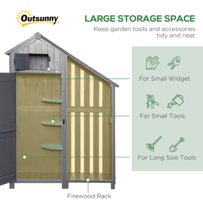 Garden Outdoor Tool Shed - Weather-Resistant Storage Unit with 3 Shelves and Sloping Roof, 129x51.5x180cm in Grey - Ideal for Organizing Garden Equipment and Supplies