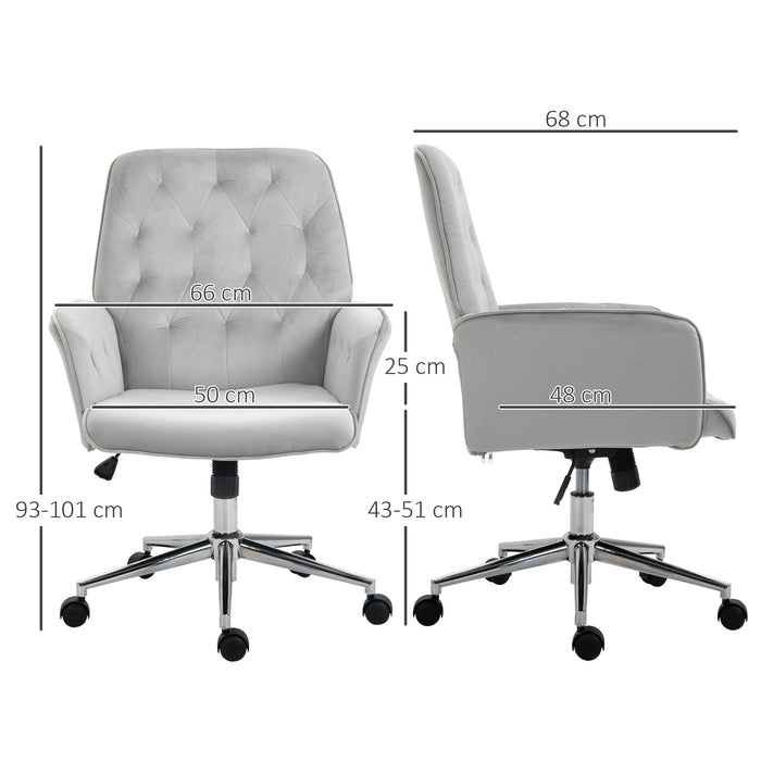 Modern Linen Swivel Computer Chair with Adjustable Armrest - Light Grey, Ergonomic Office Seating Solution - Ideal for Comfortable and Efficient Workspaces