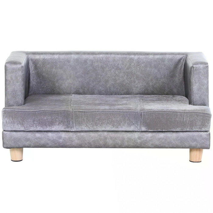 Elevated Grey PU Leather Dog Sofa Bed - Comfortable and Stylish Pet Furniture - Ideal for Supporting Joint Health in Dogs