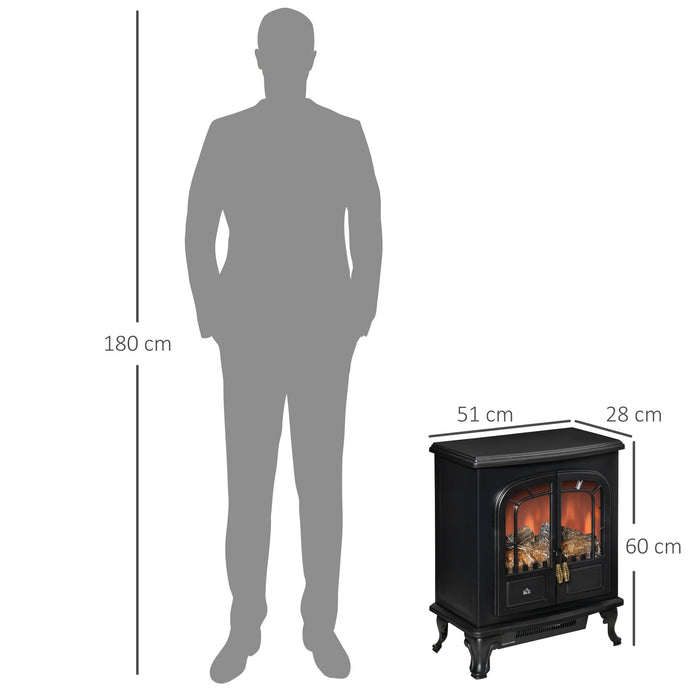 Electric Fireplace Heater with LED Flame Display - Freestanding Double-Door Stove, 1000W/2000W with Overheat Protection - Ideal for Cozy Indoor Heating & Room Ambiance