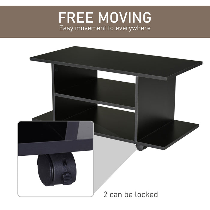 TV Stand with Multiple Shelves - Sleek Black Finish - Ideal Storage Solution for Entertainment Systems and Media Devices