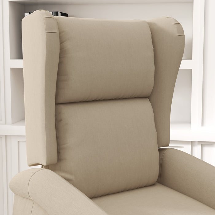 Fabric Electric Recliner Chair with Remote Control - Beige, Comfortable Armchair for Living Room - Ideal for Elderly, Easy Mobility & Relaxation