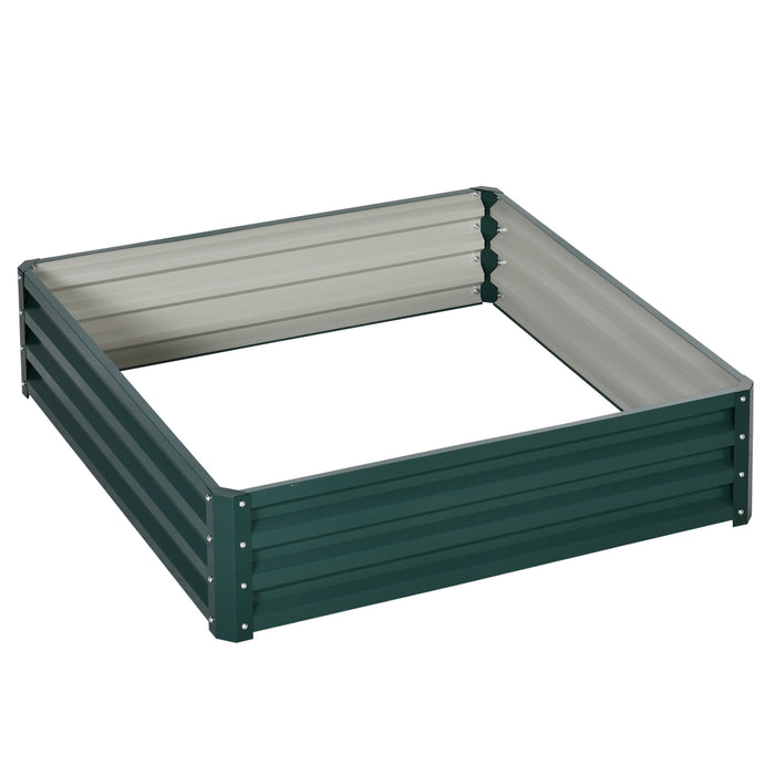 Weatherized Steel Square Raised Garden Bed - Durable Planter Box for Vegetables, Flowers, & Herbs, 120x120x30cm - Ideal for Outdoor Gardening Spaces