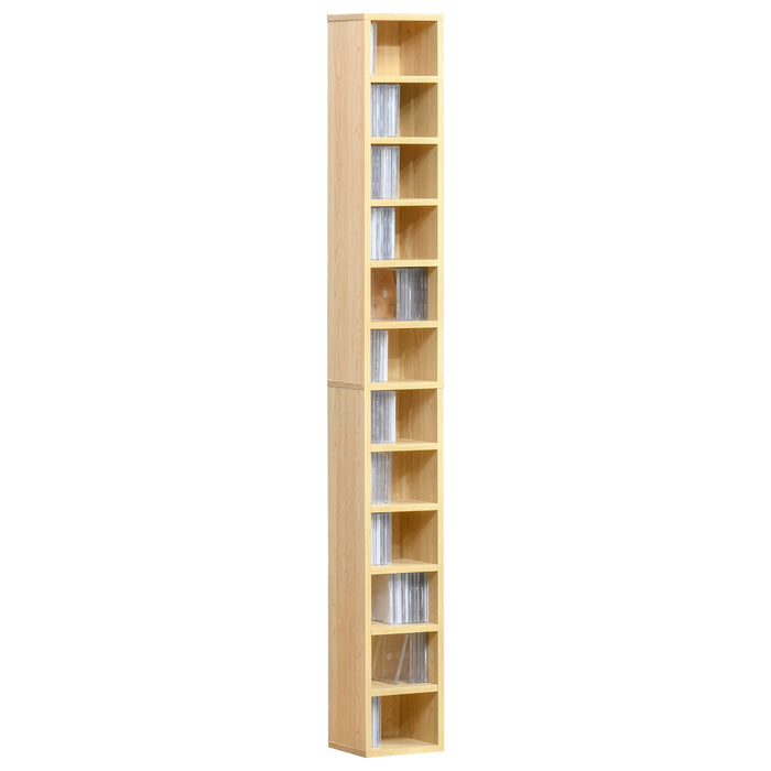 Media Storage Cabinet with 12 Tiers - CD/DVD Storage Shelf Tower, Multimedia Organizer Rack, Bookcase Display Unit - Perfect for Organizing Media Collections and Displaying Keepsakes