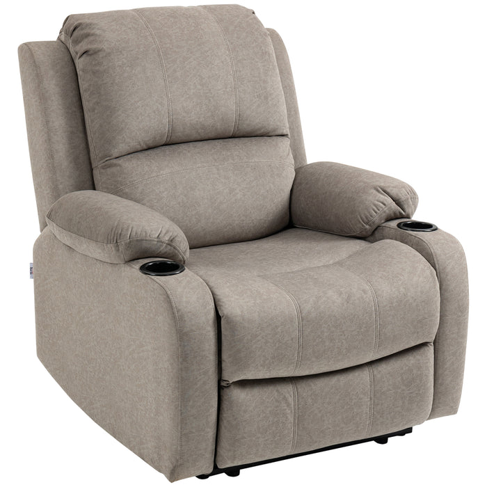 Reclining Microfiber Armchair with Cup Holder - Adjustable Leg Rest for Ultimate Comfort - Perfect for Cozy Living Room Spaces