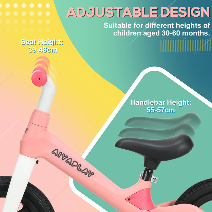 Kids Balance Training Bike - Adjustable Seat & Handlebar, Puncture-Proof PU Wheels, No-Pedal Design - Perfect for Toddlers 2.5-5 Years, Supports up to 25kg, Pink Color