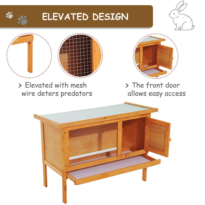 Rabbit Hutch with Spacious Interior - 90x45x65cm Fir Wood Cage - Ideal for Small Rabbits and Pets