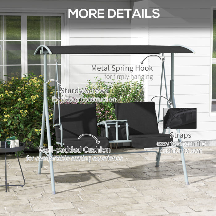 Double Patio Swing Chair with Tilting Canopy - 2-Person Rocking Bench with Padded Seats and Storage - Ideal for Garden Relaxation and Outdoor Lounging