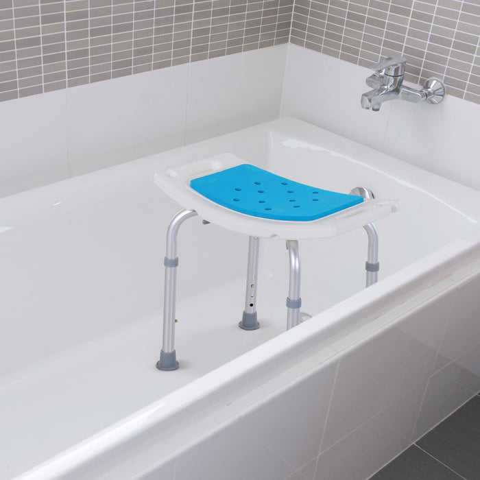 Height-Adjustable Aluminum Shower Stool - 6 Levels, Non-Slip Padded Seat, Drainage Holes & Foot Pads - Convenient Bathroom Chair for Elderly & Disabled