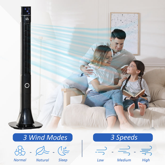 Anion 47" Tower Fan - Oscillating Cooling Device with 3 Speed Settings, 12-Hour Timer & LED Display - Ideal for Bedroom Comfort & Convenience with Remote Control