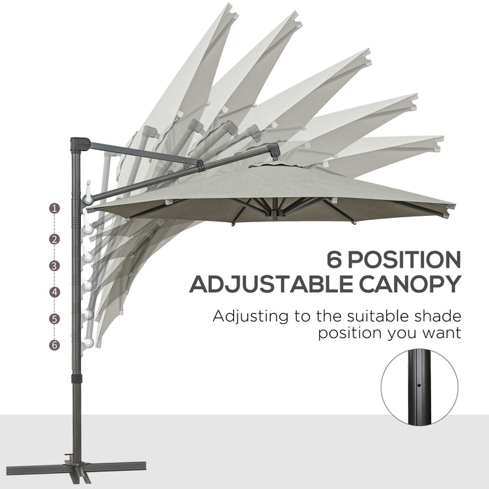 Cantilever Banana Parasol with Cross Base - 360° Rotating Beige Patio Umbrella, Crank Handle and Tilt Function - Ideal for Sun Shade and Outdoor Comfort