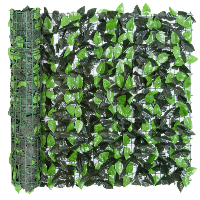 Artificial Leaf Hedge - Privacy Screen Fence Panel for Outdoor/Indoor Garden Decor, 3M x 1M, Dual-Toned Greens - Creates Secluded Spaces & Enhances Aesthetics