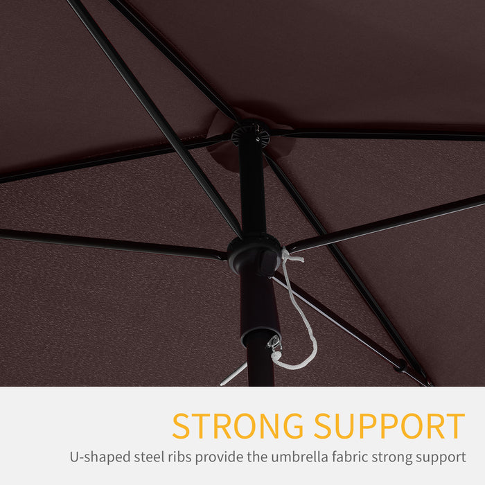 Elegant Brown Aluminum Umbrella Parasol - Durable Outdoor Sunshade with Wind Resistance - Ideal for Patio, Deck, and Garden Protection