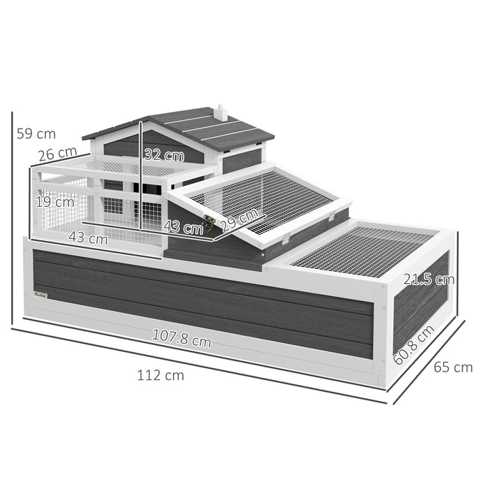 Tortoise Mansion Habitat with Balcony - 2-Story Wooden Enclosure with Ladder & Tray, Openable Roof Feature - Ideal Home for Pet Tortoises and Small Reptiles