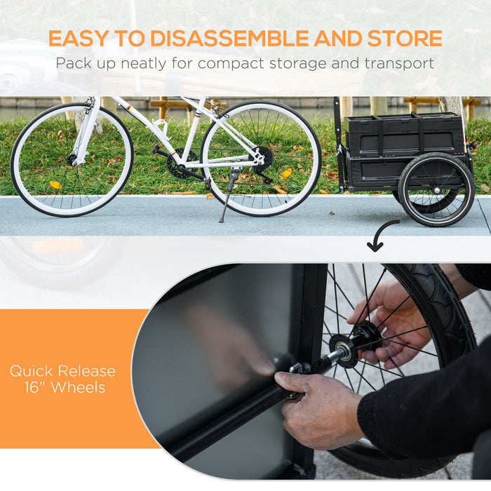 Bicycle Cargo Carrier with 65L Storage - Steel Construction Bike Trailer with Safety Reflectors - Perfect for Hauling Gear up to 40KG