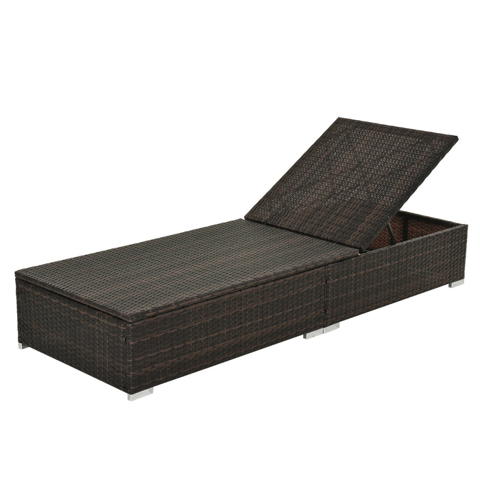 Rattan Recliner Lounger - Adjustable Wicker Sun Bed Chair with Reclining Feature - Perfect for Patio, Garden Relaxation