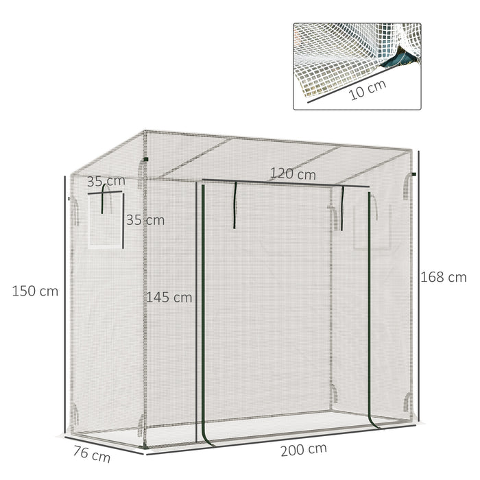 Walk-in Garden Greenhouse (200x76x168cm) - Steel Frame Construction with Door and Window for Patio or Balcony - Ideal for Growing Plants, Flowers, Herbs, and Tomatoes