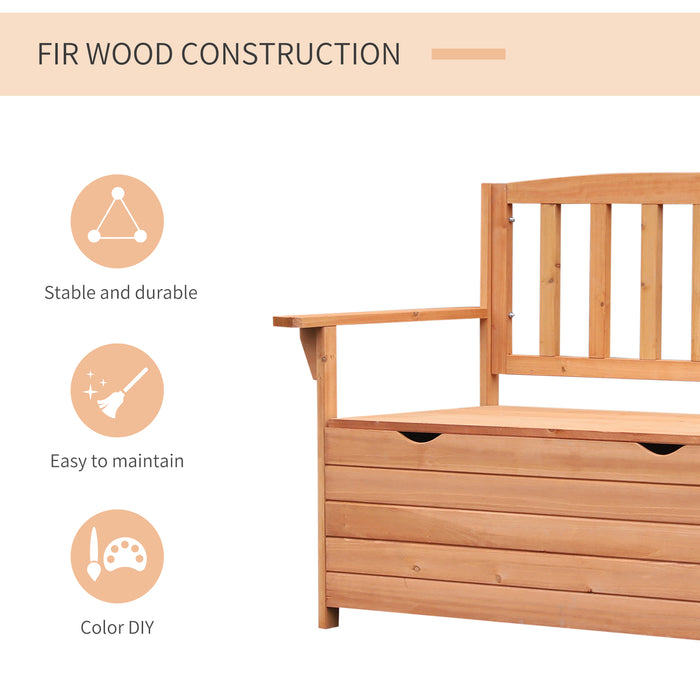 Outdoor All-Weather Garden Storage Bench - Patio Box with Solid Fir Wood Construction - Space-Saving Deck Seating Solution for Homeowners