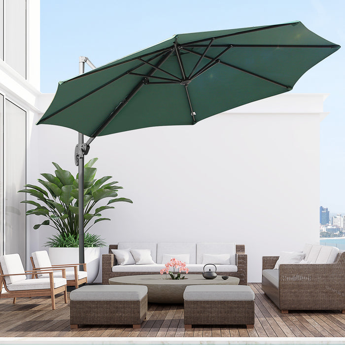 3M Patio Offset Roma Umbrella - Cantilever Hanging Sunshade with 360° Rotation and Cross Base - Ideal Outdoor Shelter for Gardens and Patios