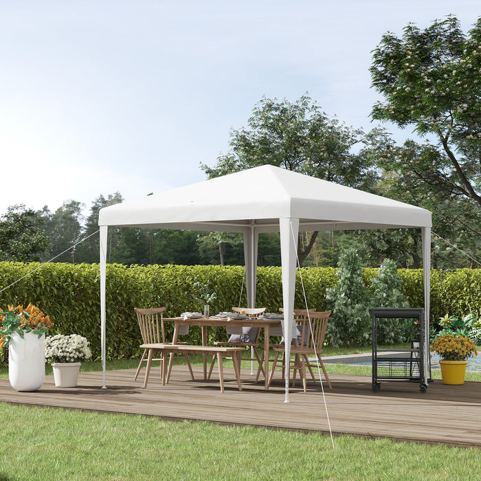 Outdoor Garden Gazebo - 2.7m x 2.7m Marquee Party Tent with Wedding Canopy in White - Perfect for Events and Gatherings