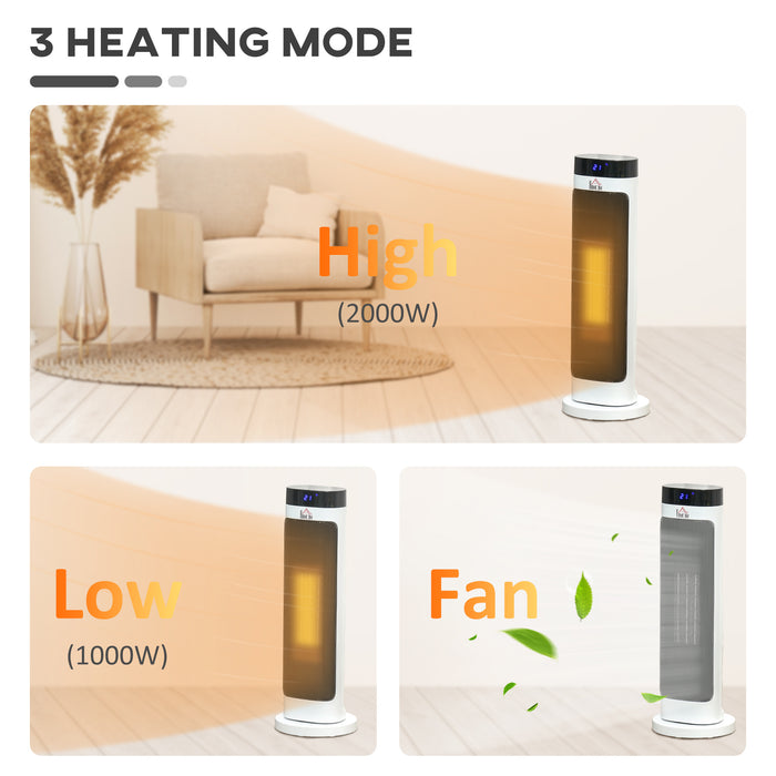 Ceramic Electric Space Heater - 3 Heat Settings, Oscillation, Adjustable Temperature, 1000W/2000W - Ideal for Home Heating & Comfort