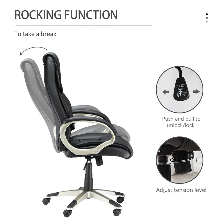 High Back Swivel Chair - Ergonomic Faux Leather Office Desk Chair with Adjustable Height and Rocking Feature - Ideal for Home Office Comfort and Productivity