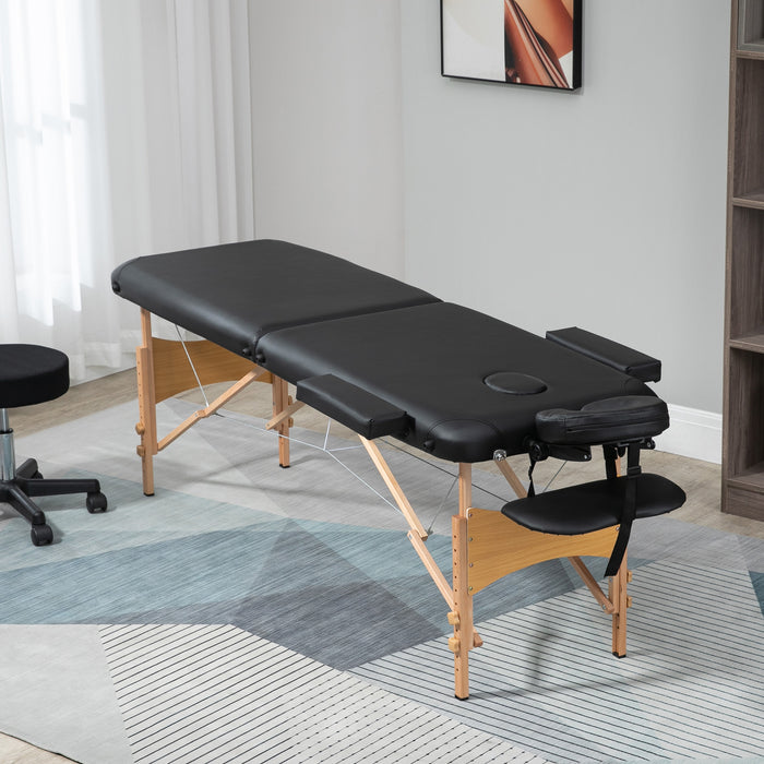 Folding Spa Beauty Massage Table - Portable 2-Section Therapeutic Bed with Carry Bag, Sturdy Wooden Frame - Ideal for Mobile Massage Therapists and Home Spa Enthusiasts