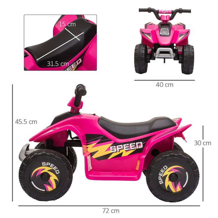 Kids Electric ATV Ride-On Toy - 6V Quad Bike with Four Big Wheels and Forward/Reverse Functions - Ideal for Toddlers Aged 18-36 Months, Pink