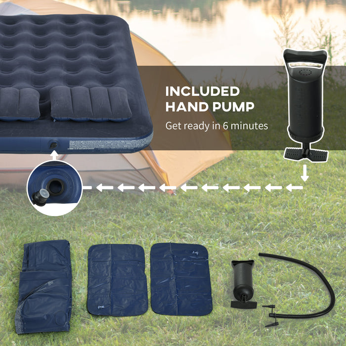 Inflatable Queen Air Mattress - Sturdy and Comfortable with Easy Manual Hand Pump - Perfect for Overnight Guests and Camping Adventures