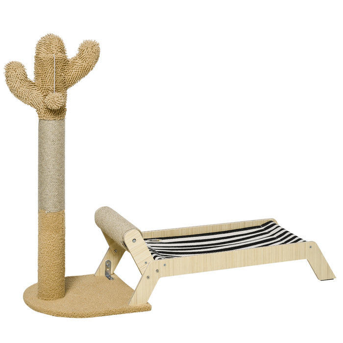 Cactus-Themed 2-in-1 Cat Scratching Post with Cozy Hammock Bed - Durable Cat Condo Tower for Climbing and Lounging - Perfect for Indoor Cats and Playful Kittens