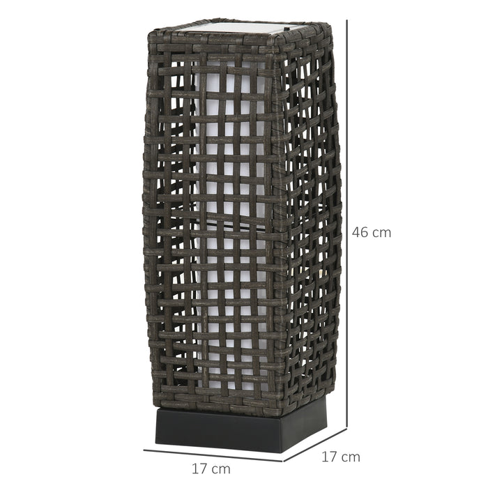 Outdoor Rattan Solar Lantern - Eco-Friendly Brushed PE Wicker with Solar-Powered LED, Auto On/Off - Versatile Lighting for Patio, Garden, and Indoor Spaces, Grey