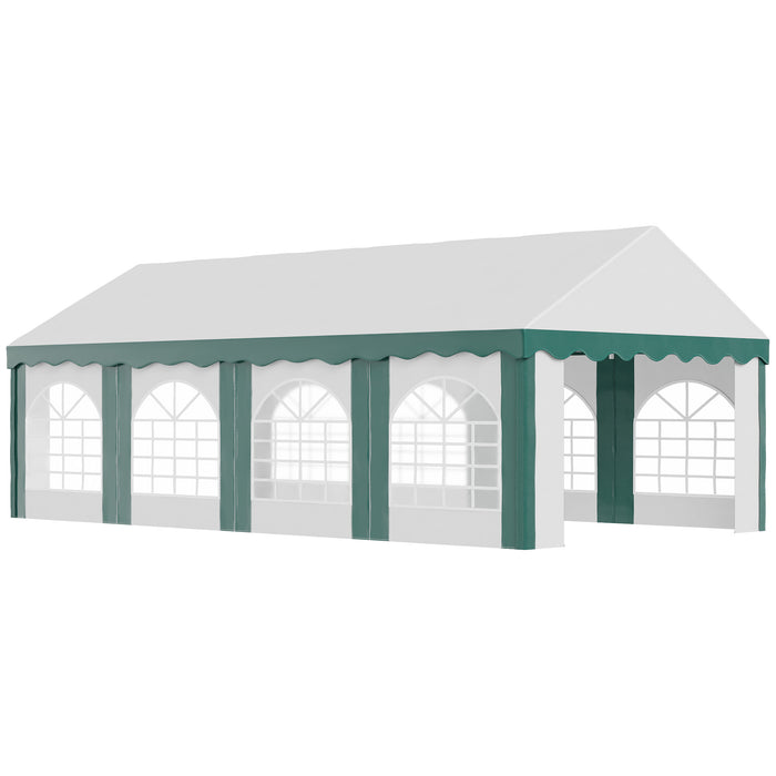 8x4m Galvanized Garden Gazebo - Marquee Party Tent with Side Panels, Eight Windows, Double Doors - Outdoor Shelter for Weddings, Parties, and Events