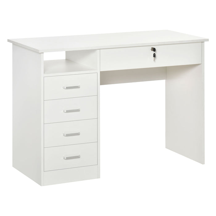 Home Office Computer Desk with Lockable Drawer - Study Bedroom Furniture with Storage Shelf, 110x50x76cm - Ideal for Work from Home and Student Use