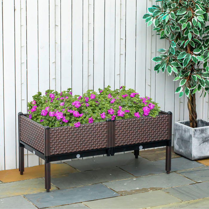 Elevated Garden Planter Set - 50cm Square Raised Beds for Flowers & Vegetables, Self-Watering Feature - Ideal for Outdoor Plant Enthusiasts & Urban Gardeners