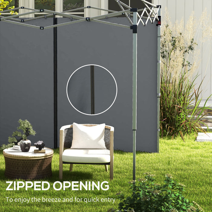 Gazebo Side Panels Replacement 2-Pack - Zippered Doors, Fits 3x3m & 3x6m Pop-Up Structures, Light Grey - Ideal for Outdoor Shelter and Privacy