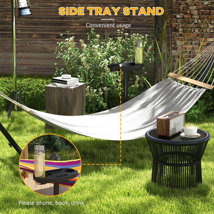 9.4ft Steel Frame Hammock Stand with Side Tray - Versatile Stand for String, Brazilian, Flat, and Rope Hammocks - Ideal for Patio Relaxation and Outdoor Lounging