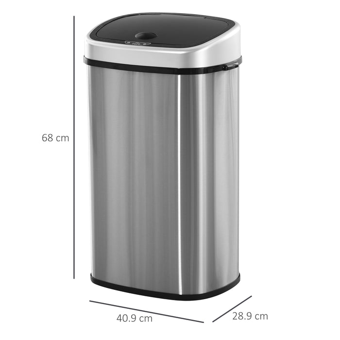 58L Stainless Steel Sensor Bin - Smart Motion-Activated Waste Container - Ideal for Hygienic Home or Office Use