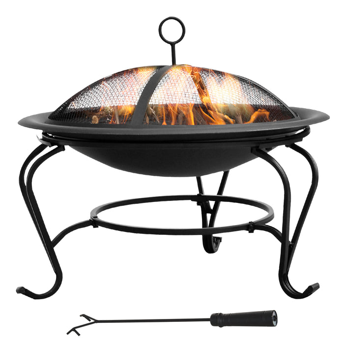 Outdoor Fireplace - 56x45cm with Lid, Black/Blue - Ideal for Patio Warmth and Ambiance