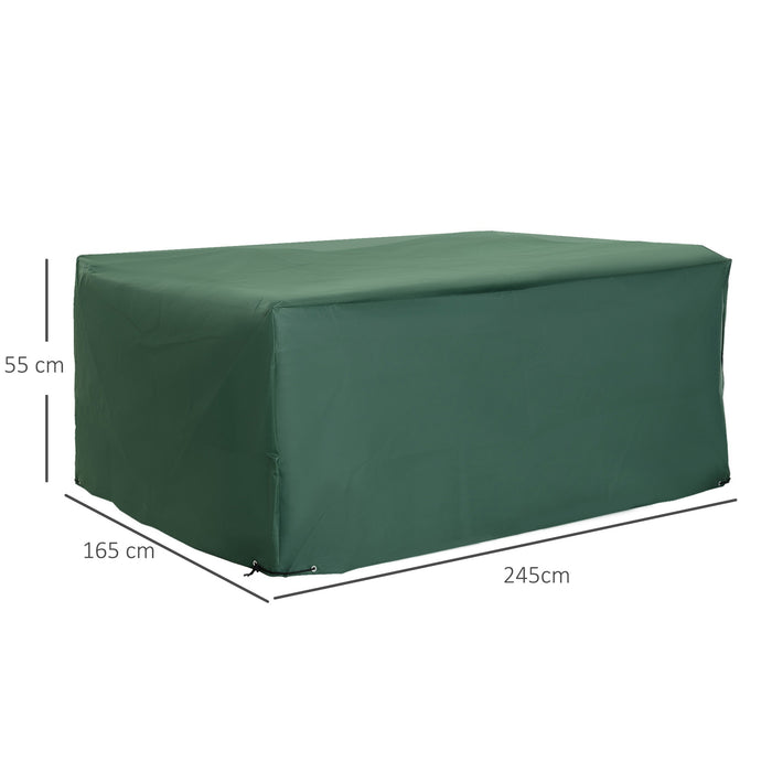 600D Heavy-Duty Rattan Furniture Cover - Waterproof Oxford Patio Set Protection, Anti-UV Green, 245x165x55cm - Ideal for Outdoor Garden Furniture Care