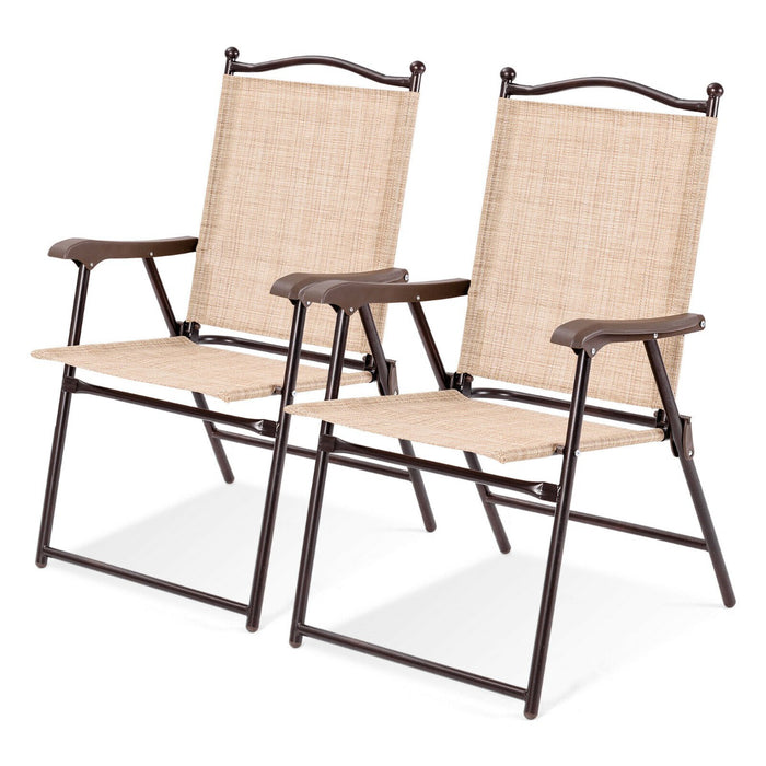 Set of 2 Patio Chairs - Folding Design with Comfortable Armrests and Footrest in Black - Perfect for Outdoor Relaxation and Leisure