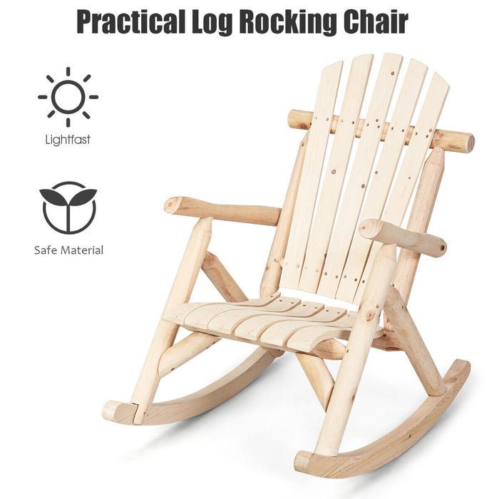 Solid Wood Rustic Rocker - Comfortable Resting Rocking Chair - Ideal for Living Room Relaxation and Stress Relief