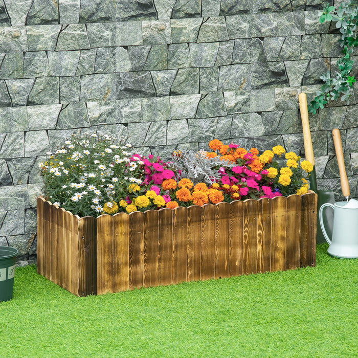 109L Wooden Raised Garden Bed - Outdoor Rectangular Flower Planter with Large Vegetable Planting Box - Ideal for Herbs & Floral Display, 100x40x30 cm