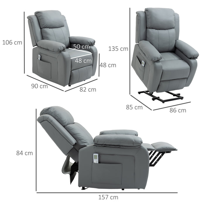 Electric Power Lift Recliner Chair with Vibration Massage - Remote Control and Side Pocket for Storage - Ideal for Elderly Comfort and Relaxation