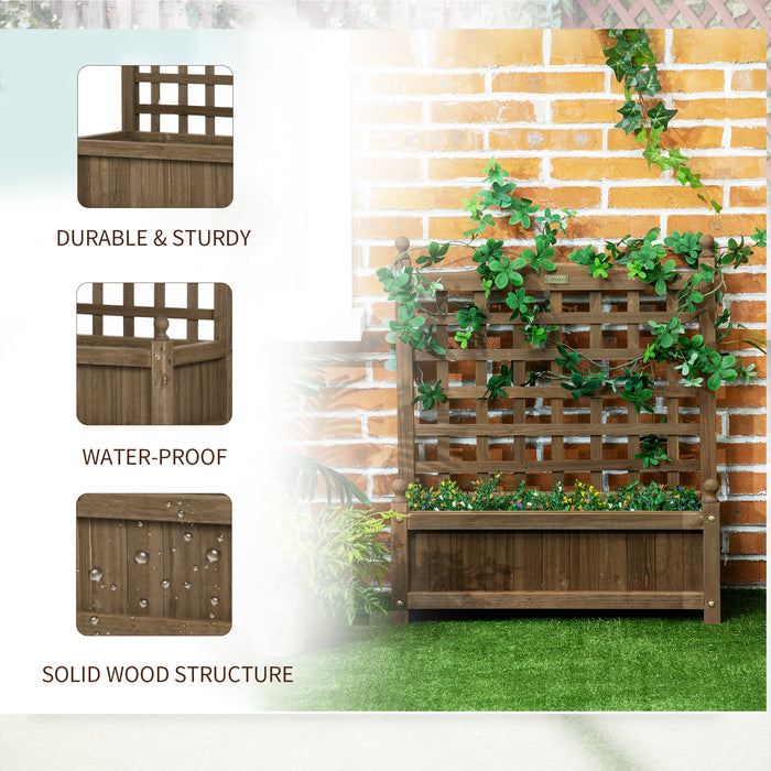 Wooden Garden Planter with Attached Trellis - Raised Bed for Climbing Plants & Flowers, Indoor/Outdoor Use - Ideal for Gardeners, Space-Efficient Gardening Solution