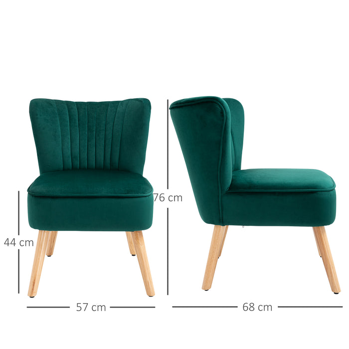 Fabric Modern Accent Chair - Rubber Wood Legs & Thick Padding, Living Space Seating - Comfortable Chair for Lounging & Home Decor, Green